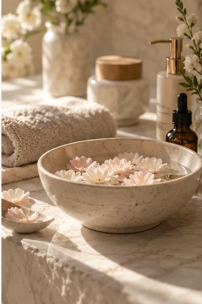Spokojny rytuał spa w estetyce naturalnego wellness